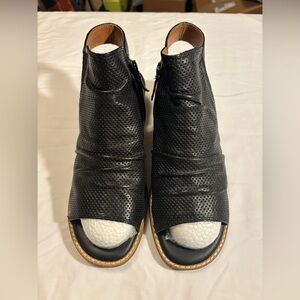 Comfortiva Pillowtop Memory Foam Black Peep-Toe Ankle Boots